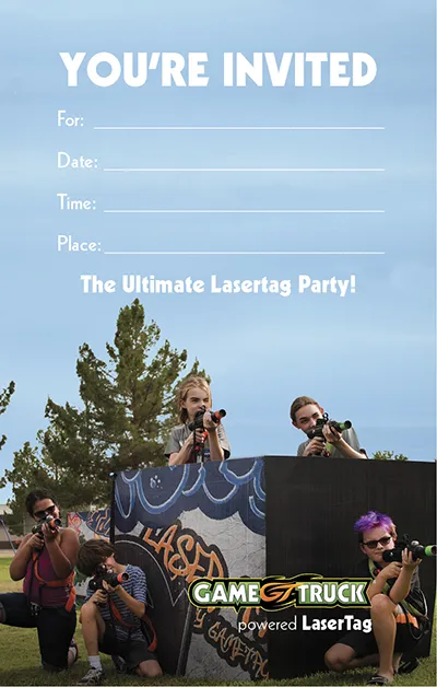 LaserTag party invitation — full color printable PDF