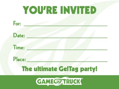 GelTag party invitation — single color printable PDF