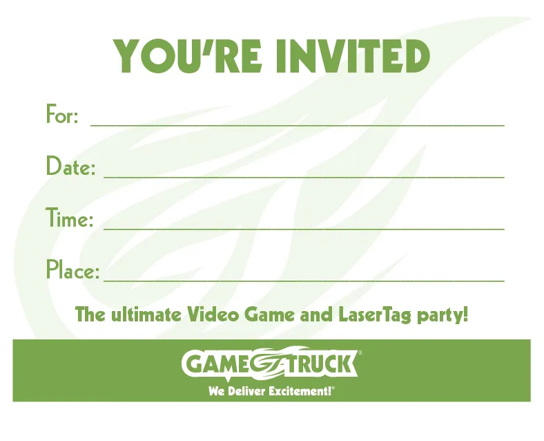 Video Game plus LaserTag party invitation — single color printable PDF
